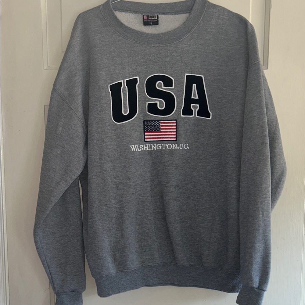 Embroidered DC USA Charcoal Crewneck Sweatshirt